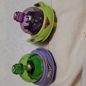 Set of 2 Buzz Lightyear and Evil Emperor Zurg Spin Top Action Figures.
